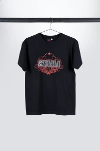 TAMA Black T-shirt with white-red Tribal logo (XXL