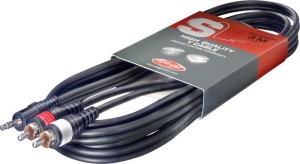 STAGG SYC3/MPS2CM kabel audio mini jack, 2x RCA 3m